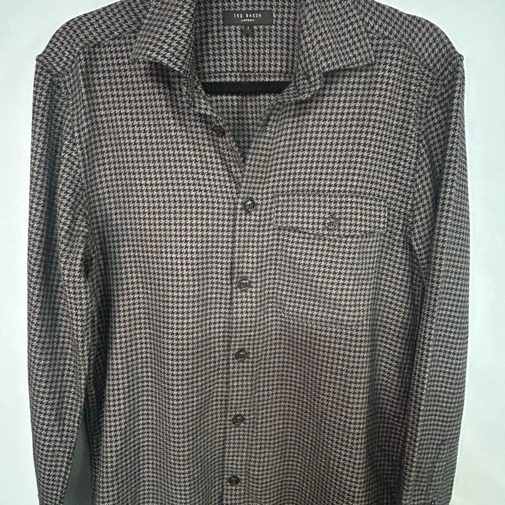 Ted Baker Men's Black and White Checkered Shirt